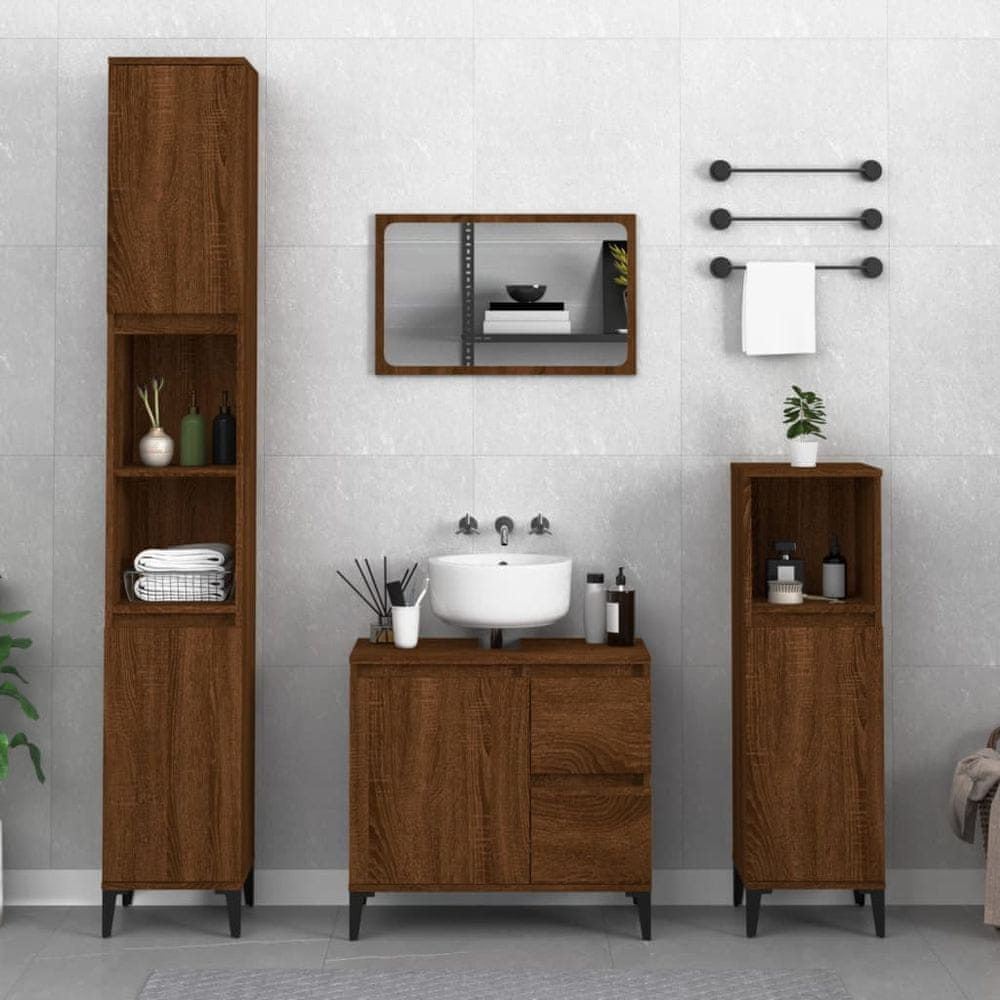 Vidaxl Kúpeľňová skrinka hnedý dub 65x33x60 cm kompozitné drevo